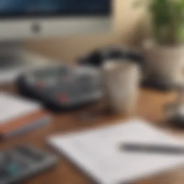 An organized desk with a planner, calculator, and a mug, symbolizing strategic planning for home retention during bankruptcy.