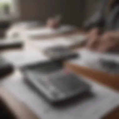 Calculator and tax documents on a desk