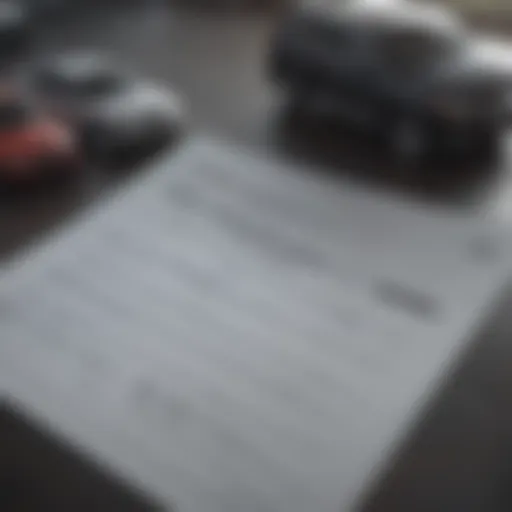 Close-up of a car dealership financing document highlighting interest rates.