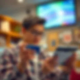 Young adult reviewing credit card options