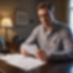 A frustrated individual reviewing a denial letter from a bank