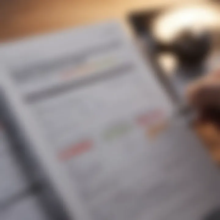 Close-up of a credit report being analyzed