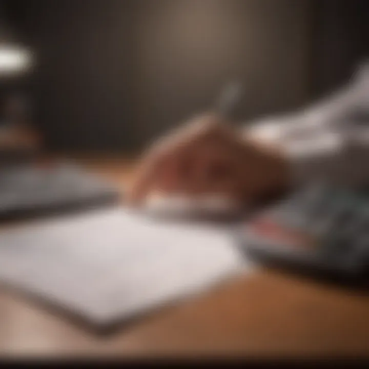 A person reviewing financial documents with a calculator