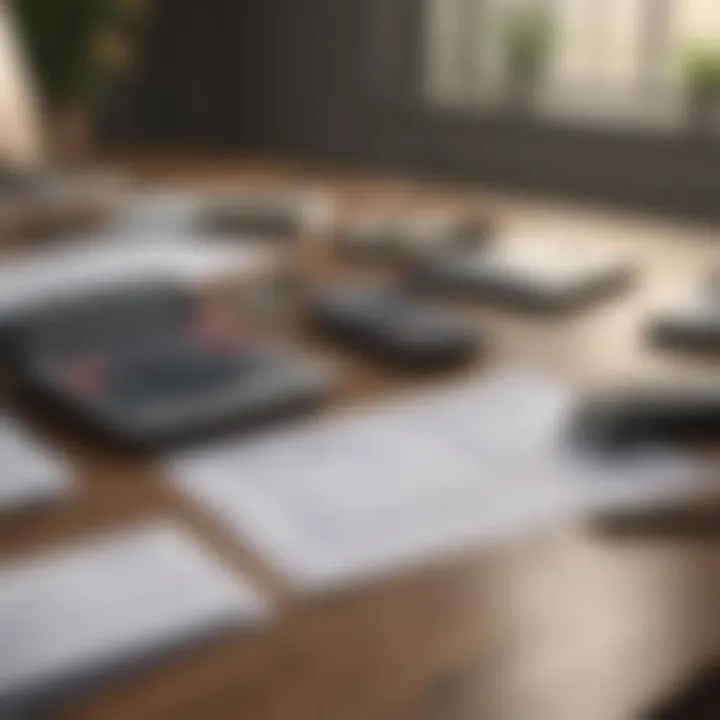 A calculator and financial documents on a table