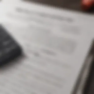 A close-up of an insurance document with a calculator and pen