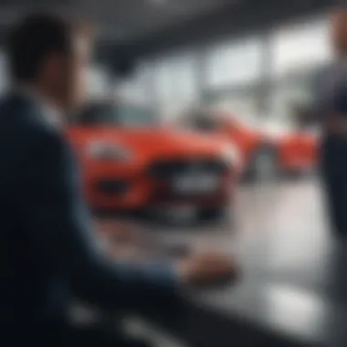 Negotiation scene at a car dealership